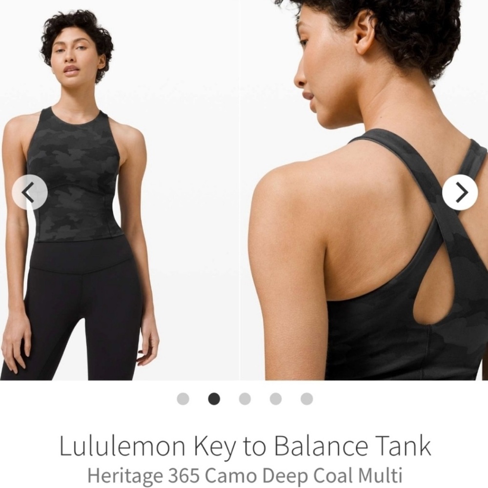 Lululemon Key to Balance Tank Black Camo CrissCross Back Sports Bra Top Yoga